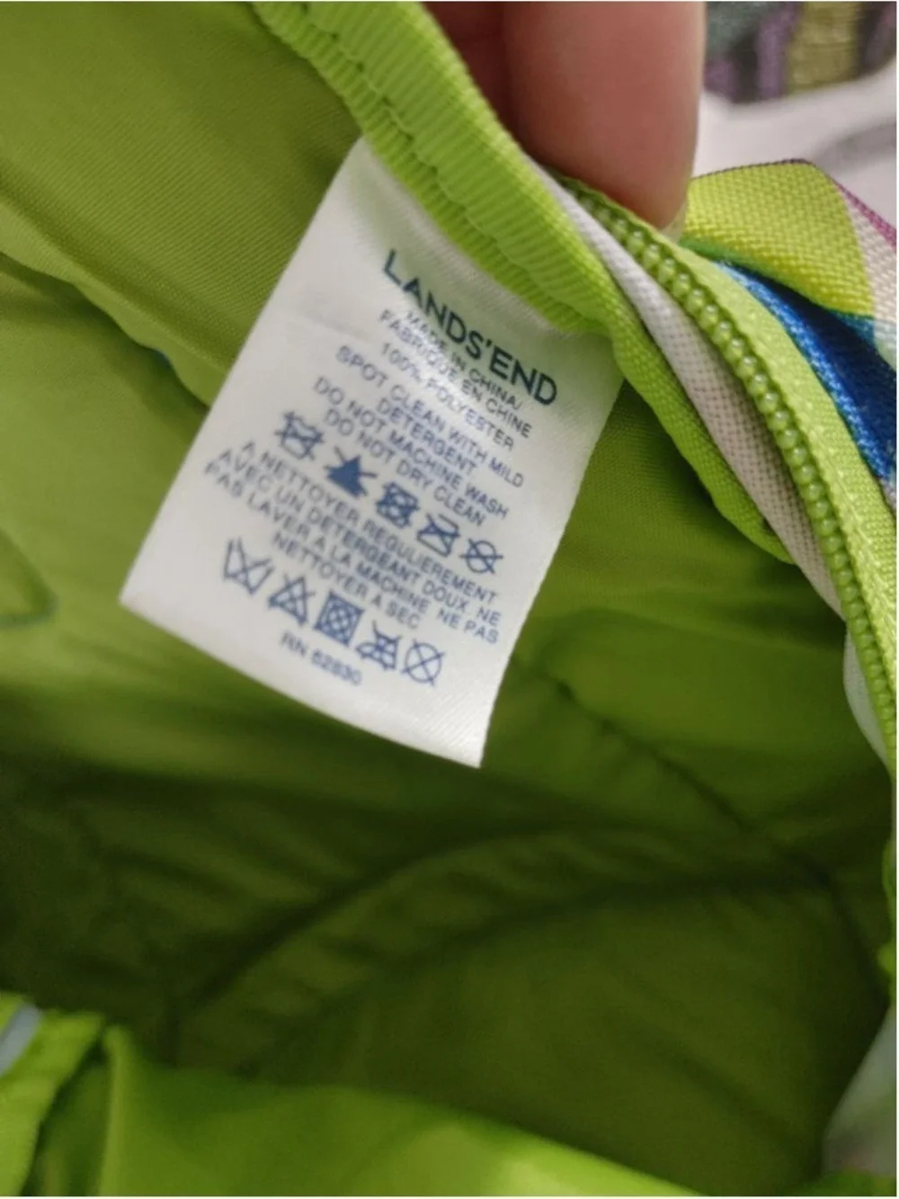 Girls Lands' End Plaid Backpack One Size Multi-color Green/Purple/Blue